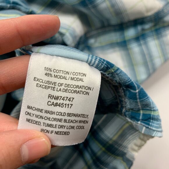 RedHead Shirt Mens 2XL Blue Green Button Down Plaid Modal Blend Short Sleeve - Picture 8 of 11
